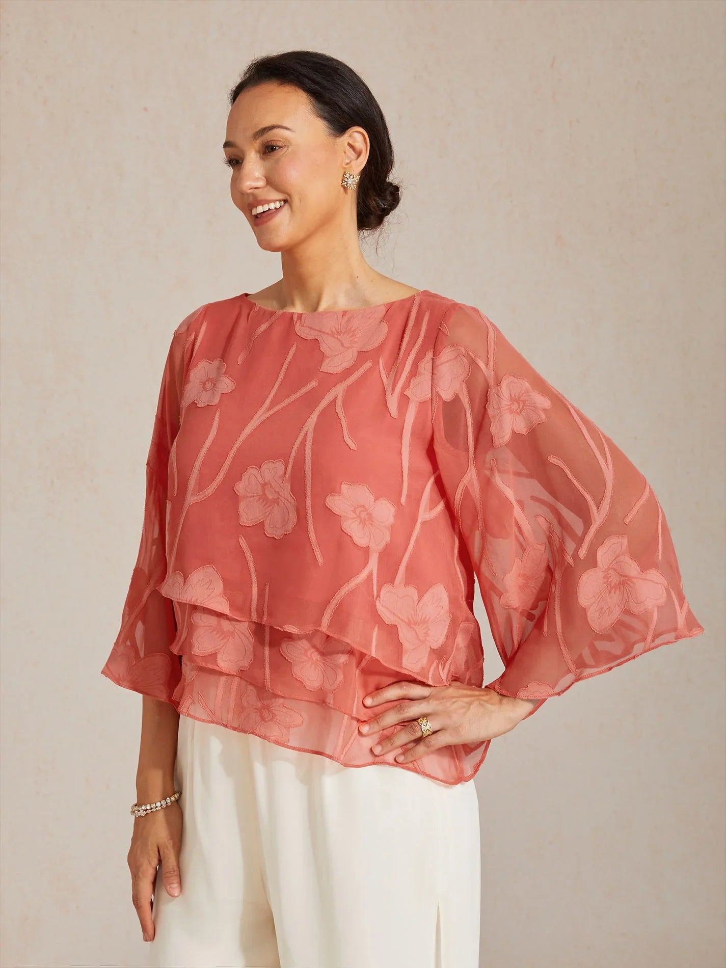 Chiffon Floral Layered Blouse