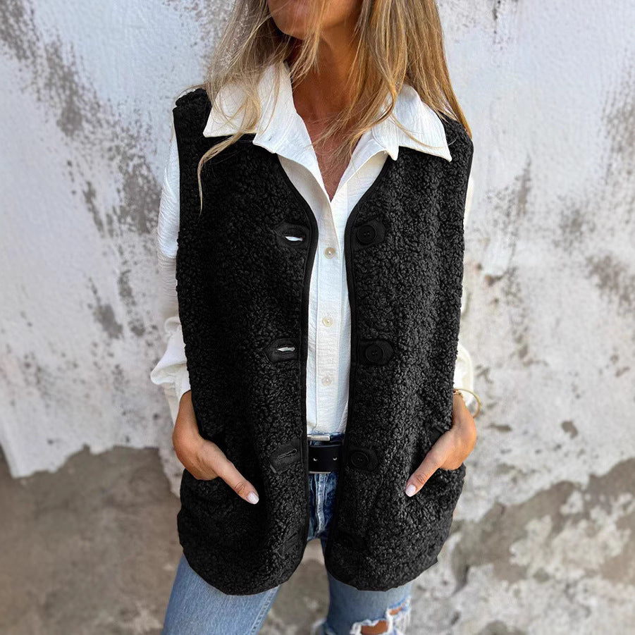 Women's Button-Front Sherpa Vest