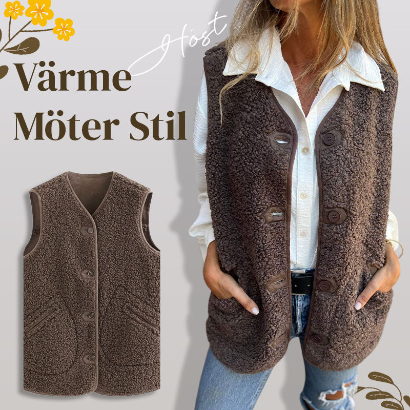 Women's Button-Front Sherpa Vest
