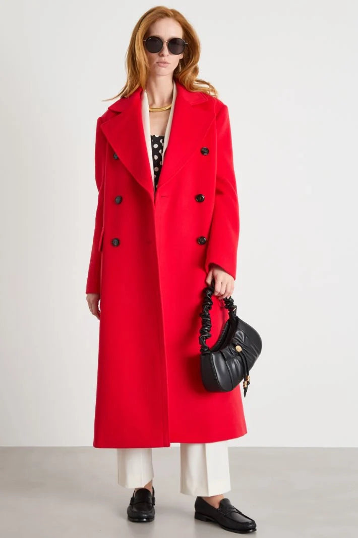 Double-breasted coat with belt