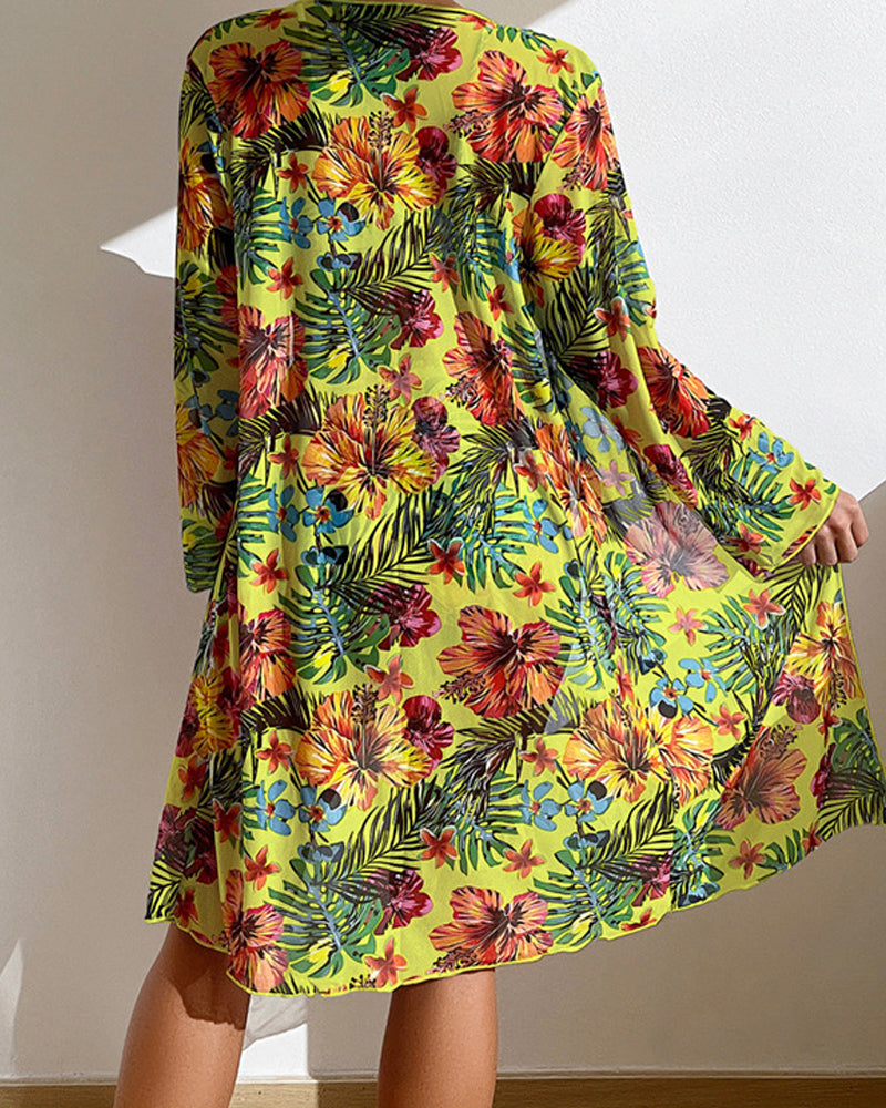 Brenda™ - Bikini Set with Floral Cardigan