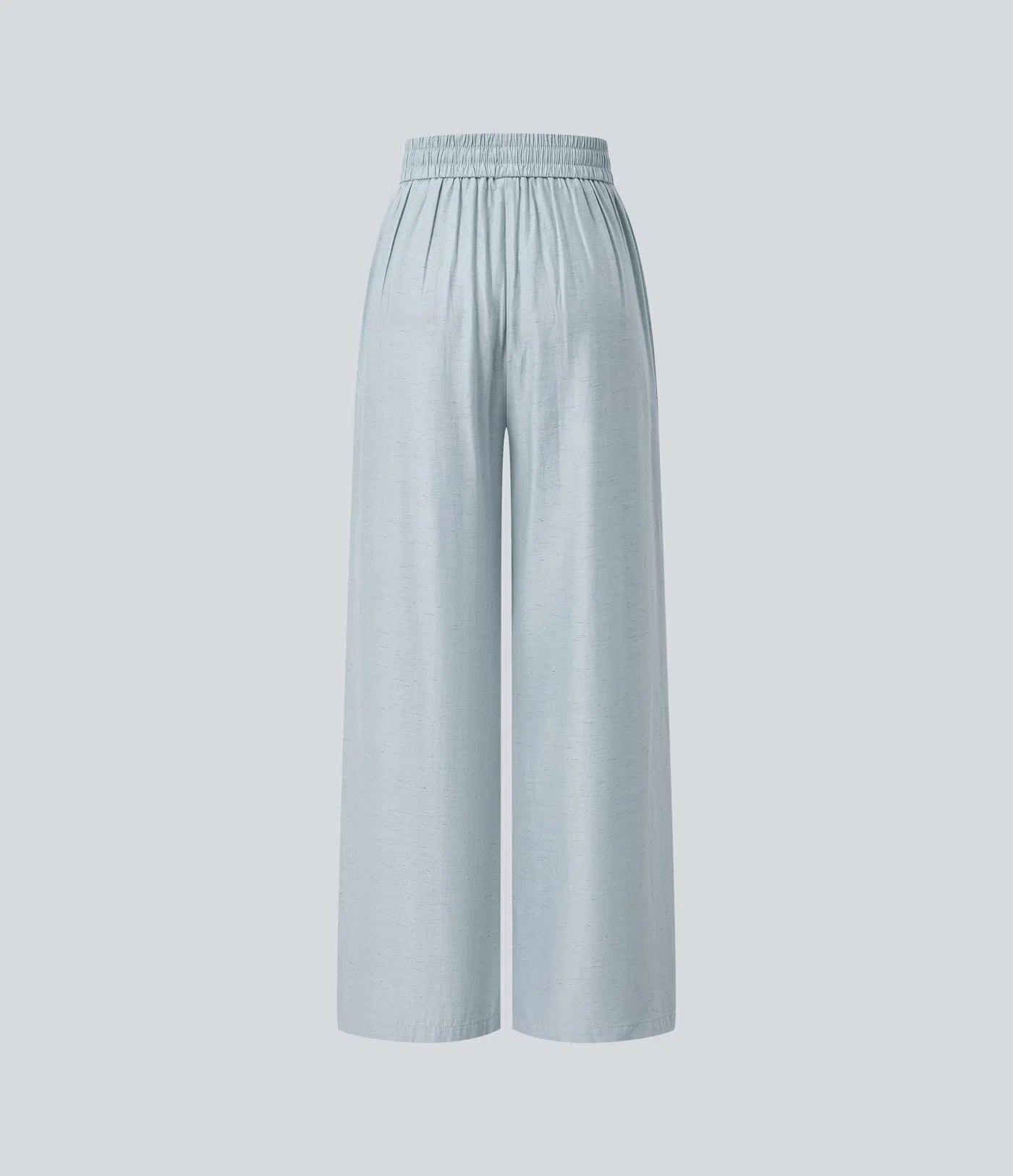 High-Waisted Linen Blend Wide-Leg Pants with Drawstring & Pockets