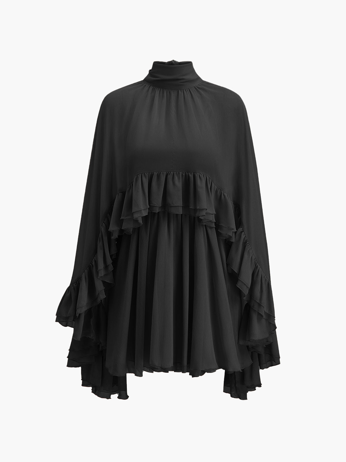 Sheer Chiffon Cape Dress