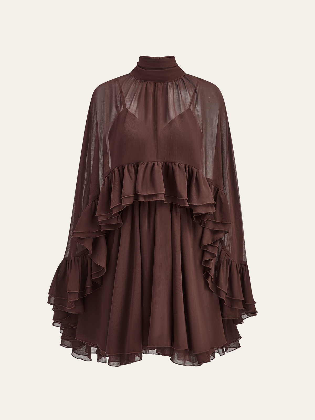 Sheer Chiffon Cape Dress