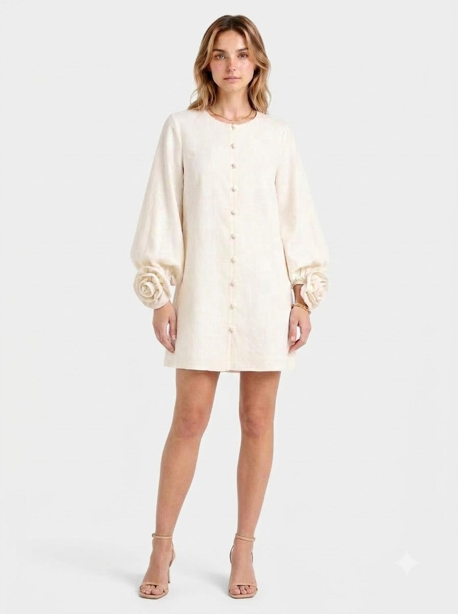 The-Elica Rosé Linen Mini Dress