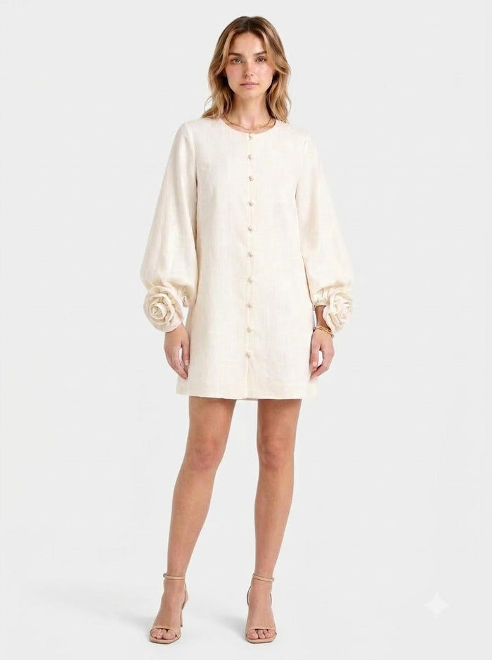 The-Elica Rosé Linen Mini Dress