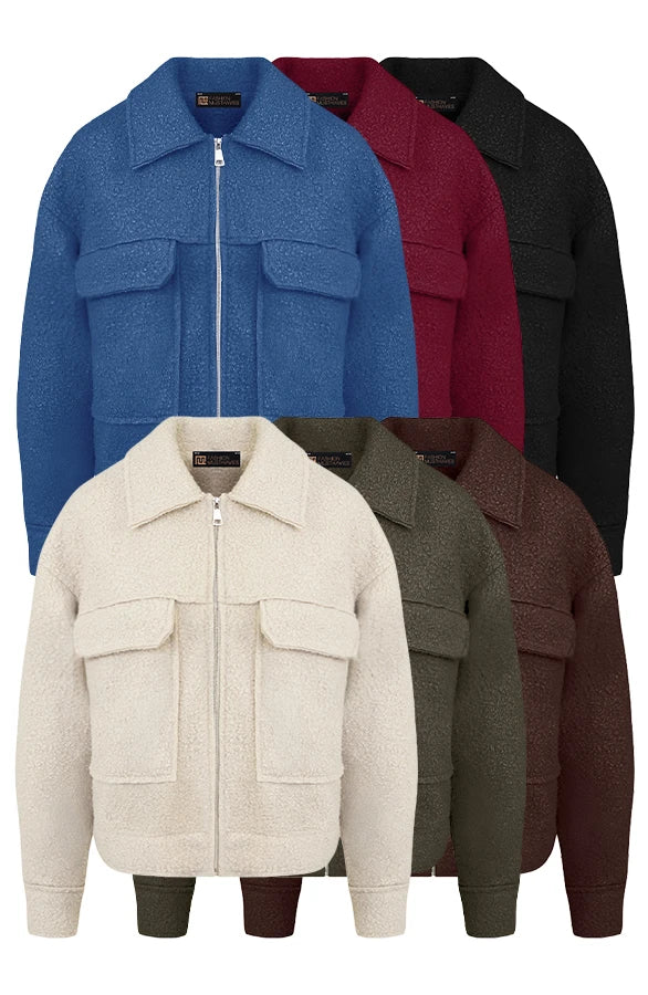 Bouclé Jacket with Zipper Beige
