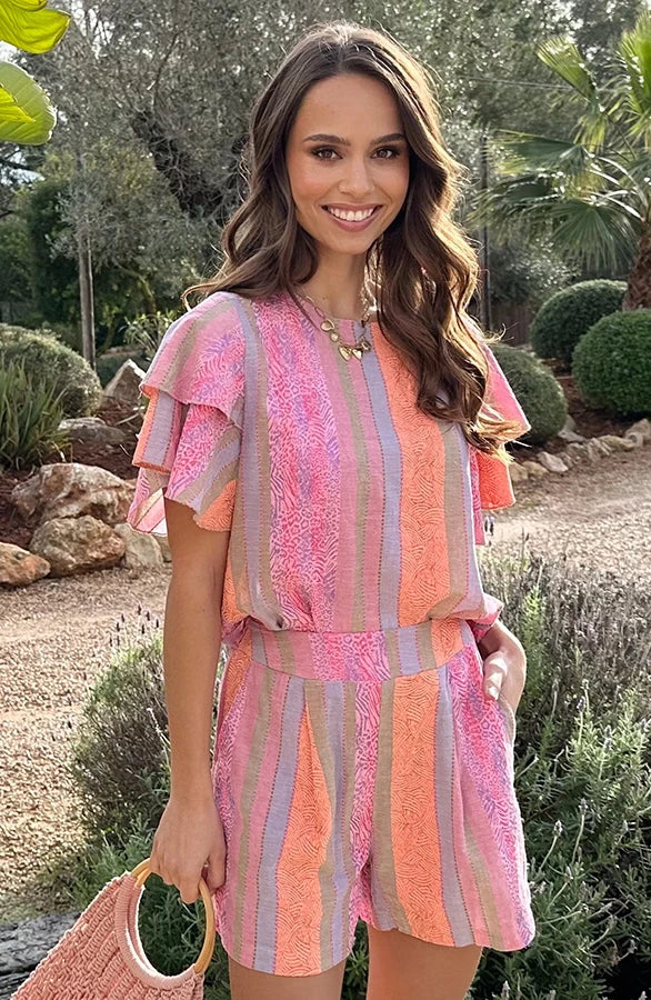 Lilly Multicolor Ruffle Sleeve Top
