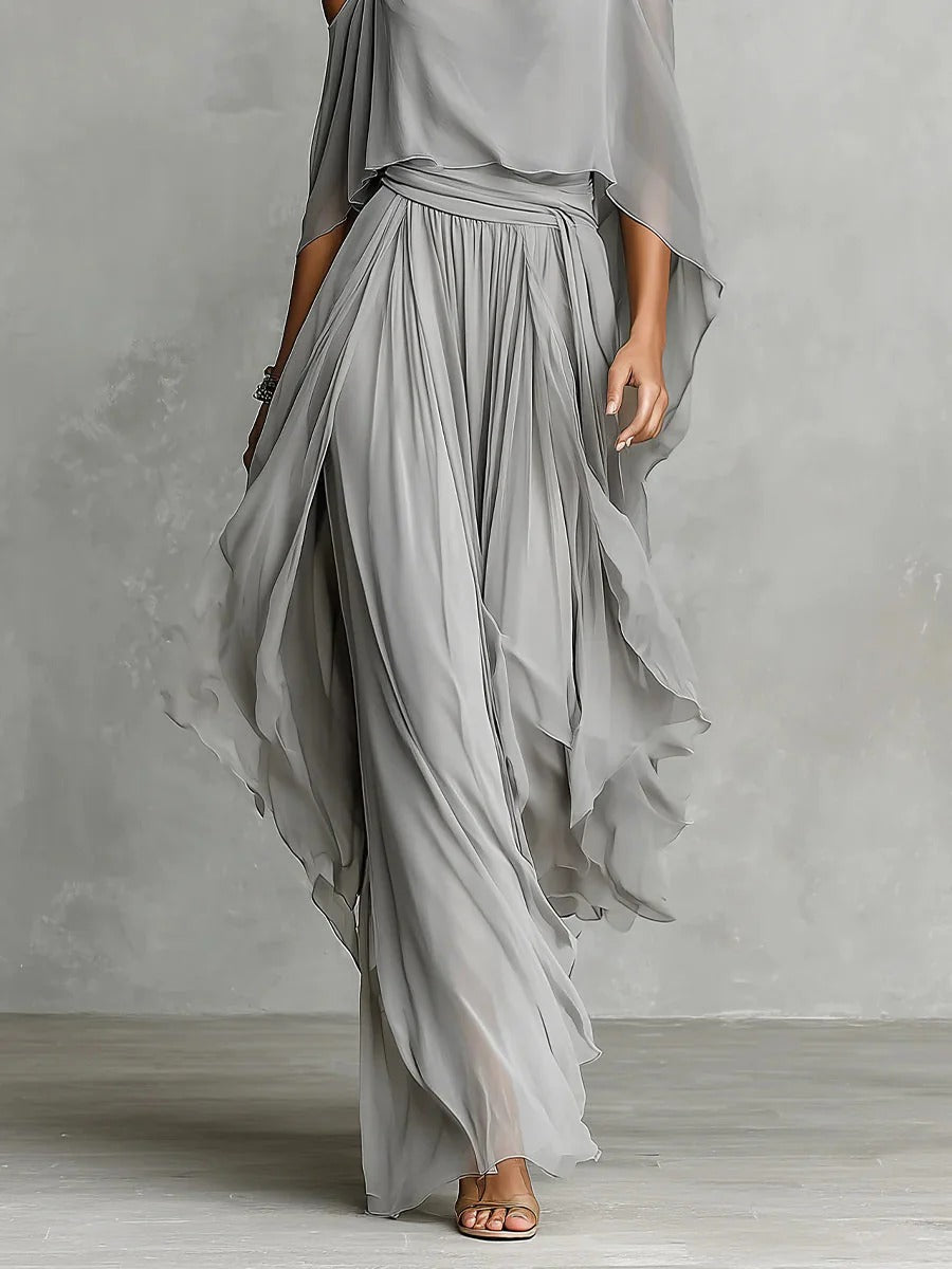 Isabela | Grey Flowing Set with Strappy Top and Lightweight Pants