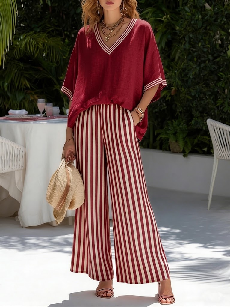 Amélia | Elegant and Casual Striped Linen and Cotton Set