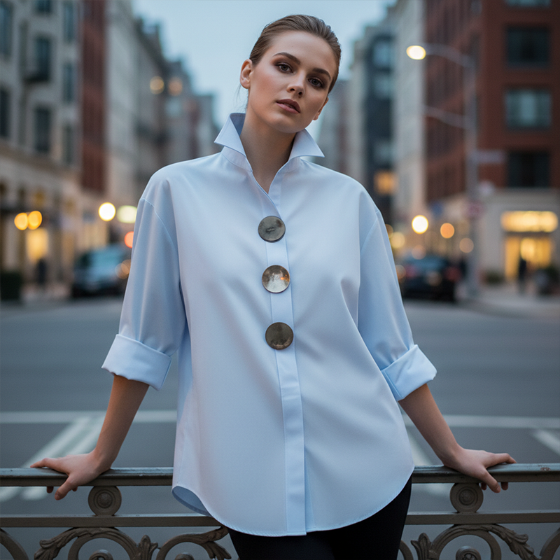 Velora™ | Oversized Statement Button Blouse