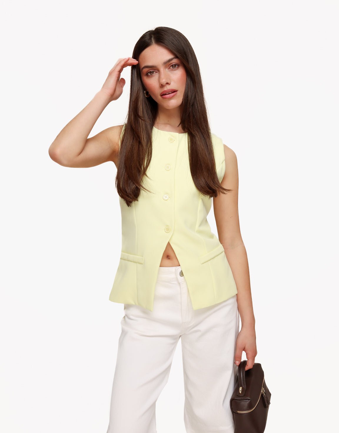 Soft Yellow High-Button Vest